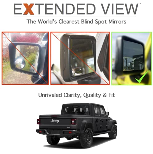 Custom Blind Spot Mirrors- Compatible with 2020-Present Jeep Gladiator | blind spot mirrors compatible with Jeep Gladiator JT| NXTGEN Extended View Blind Spot Mirrors - 2 Piece Set (Left & Right)