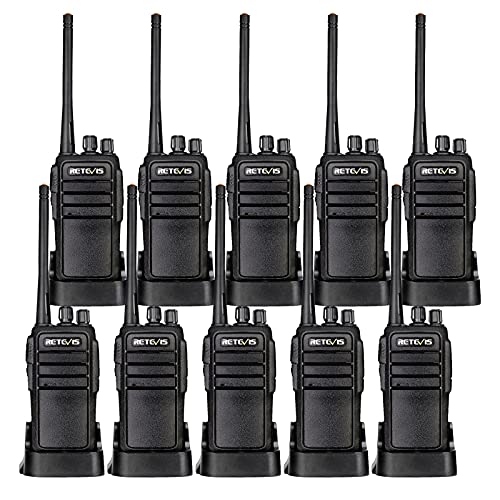 Case of 10,Retevis RT21 Updated 3000mAh 2 Way Radio Rechargeable, Heavy Duty Two Way Radio Long Range, 16CH VOX Handfree Adults Walkie Talkies for Business Retail Contractor Agriculture Black