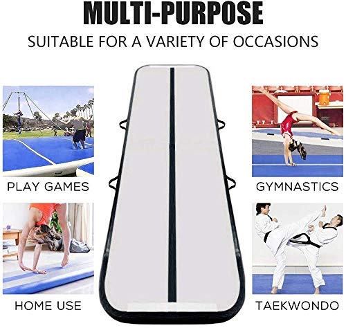 Inflatable Air Gymnastics Mat, 10ft/13ft/16ft/20ft Training Mat 4/8 inches Thickness Tumbling Mat with Electric Pump for Home/Gym/Outdoor-black-3-10