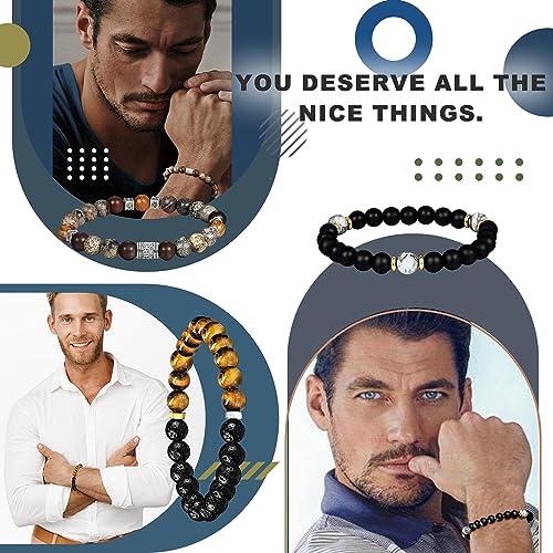 Inspirational Gifts for Him Mens Beaded Bracelets Jewelry Men Bracelet Inspirational Gifts for Boyfriend Dad Beads Birthday Christmas Jewelry