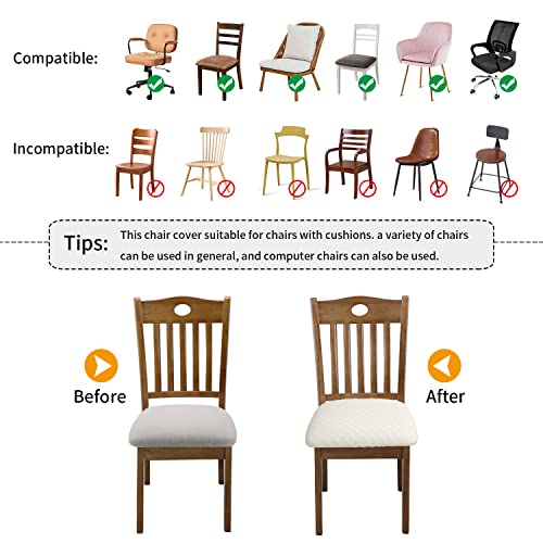 YISUN Chair Seat Covers Set of 6, Pu Leather Waterproof Dining Room Chair Covers, Stretch Chair Cover for Dining Room Chair Protector Slipcover for Kitchen, Hotel (Pu Grey, 6 Sets)