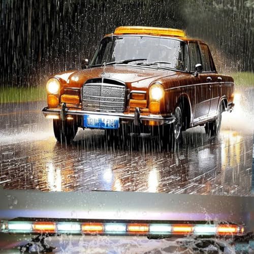 Amber White 47" 88W COB Light Box Amber Bar Light, Emergency Warning Flashing Bar Roof Enforcement Hazard Flashing