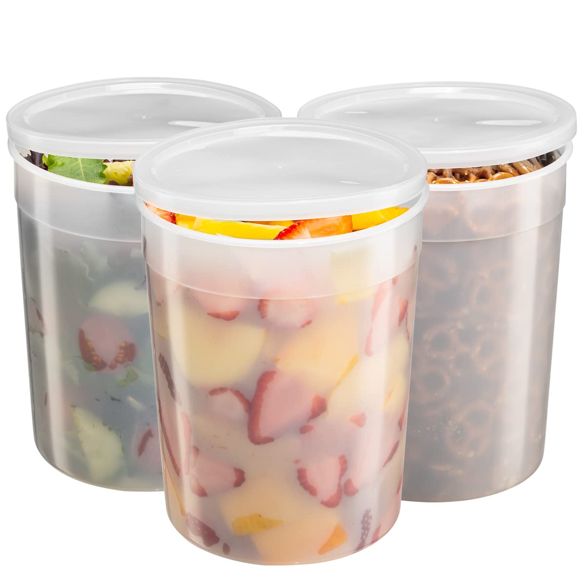 GUSTO, [6 Sets -128 oz. Disposable Plastic Food Storage Deli Containers with Lids, Ice Cream Bucket & Soup Pail - (Formerly Comfy Package)