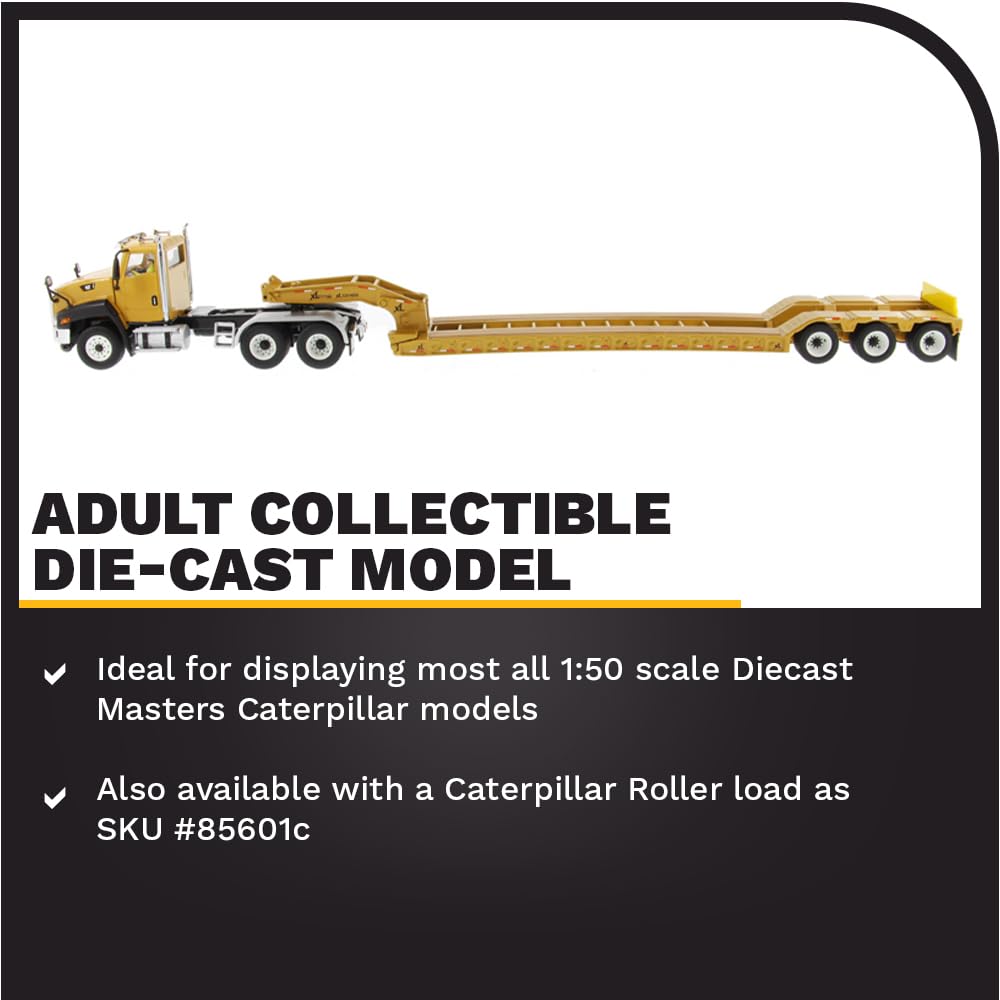 Diecast Masters Caterpillar CT660 Day Cab Tractor & XL120 Lowboy Trailer, Core Classics Series Cat Trucks & Construction Equipment | 1:50 Scale Model Diecast Collectible | Diecast Masters Model 85503C