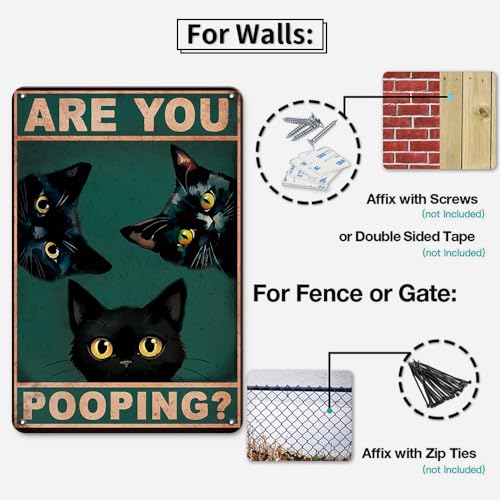 Cat Signs Bathroom Wall Decor Bathroom Signs Decor Funny, Black Cat Gifts Bathroom Accessories Are You Pooping Cat Sign, 8x12 Inches Cute Bathroom Decor