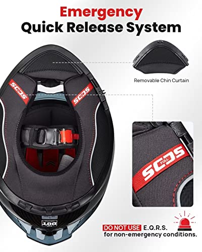 ILM Carbon Fiber Motorcycle Helmets Lightweight Full Face Dual Visor Helmet with Rear Wing Pinlock Compatible Motorbike Street Bike DOT ECE Men Women Model 861C (CarbonFiber3K, S)