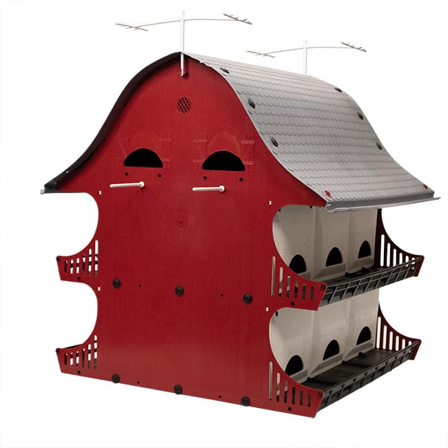S&K 16-Room Purple Martin House Package – Complete Kit with Barn-Style Martin House, Triangular Pole, Decoys & Guidebook