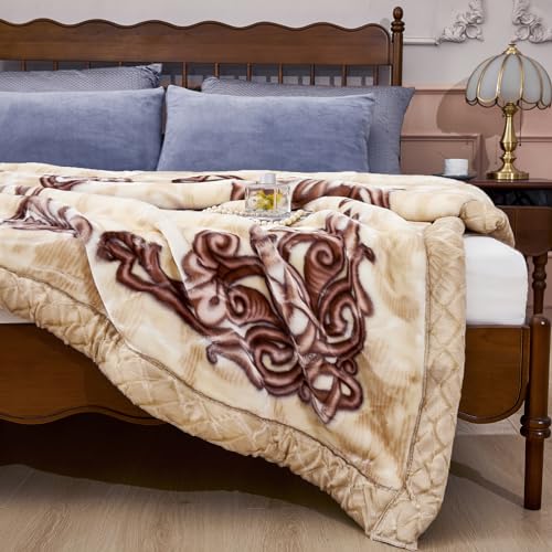 Korean Mink Blanket 55"×75", Silky Soft and Warm - 2 Ply Reversible Raschel Bed Blanket for Single Bed.(150x200cm-2.5kg).
