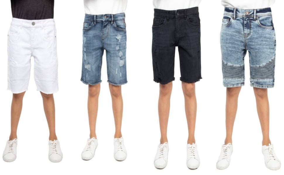 X RAY Boys Shorts, Big Boy & Little Kids Stretch Denim Shorts, Moto Biker & Fashion Rips Distressed Jean Shorts for Boys, Light Wash, 5