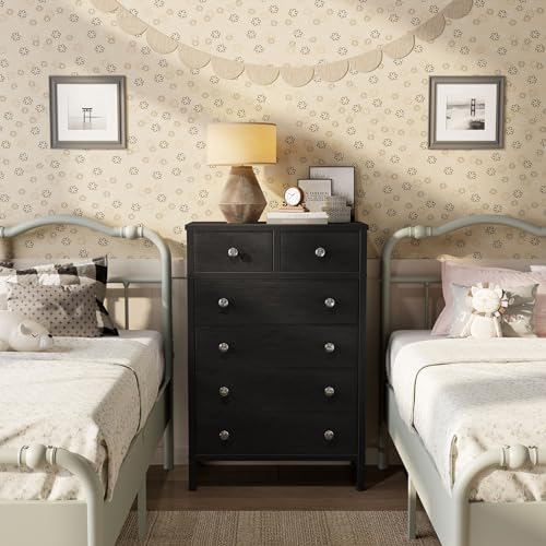 BOLUO White Chest of Drawers for Bedroom Dresser with 6 Drawer Fabric Dressers for Closet Girls Modern