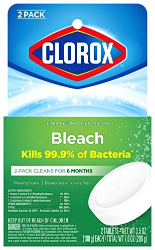 Clorox Ultra Clean Toilet Tablets Bleach 2 Count, 3.5 Ounces Each (Package May Vary)