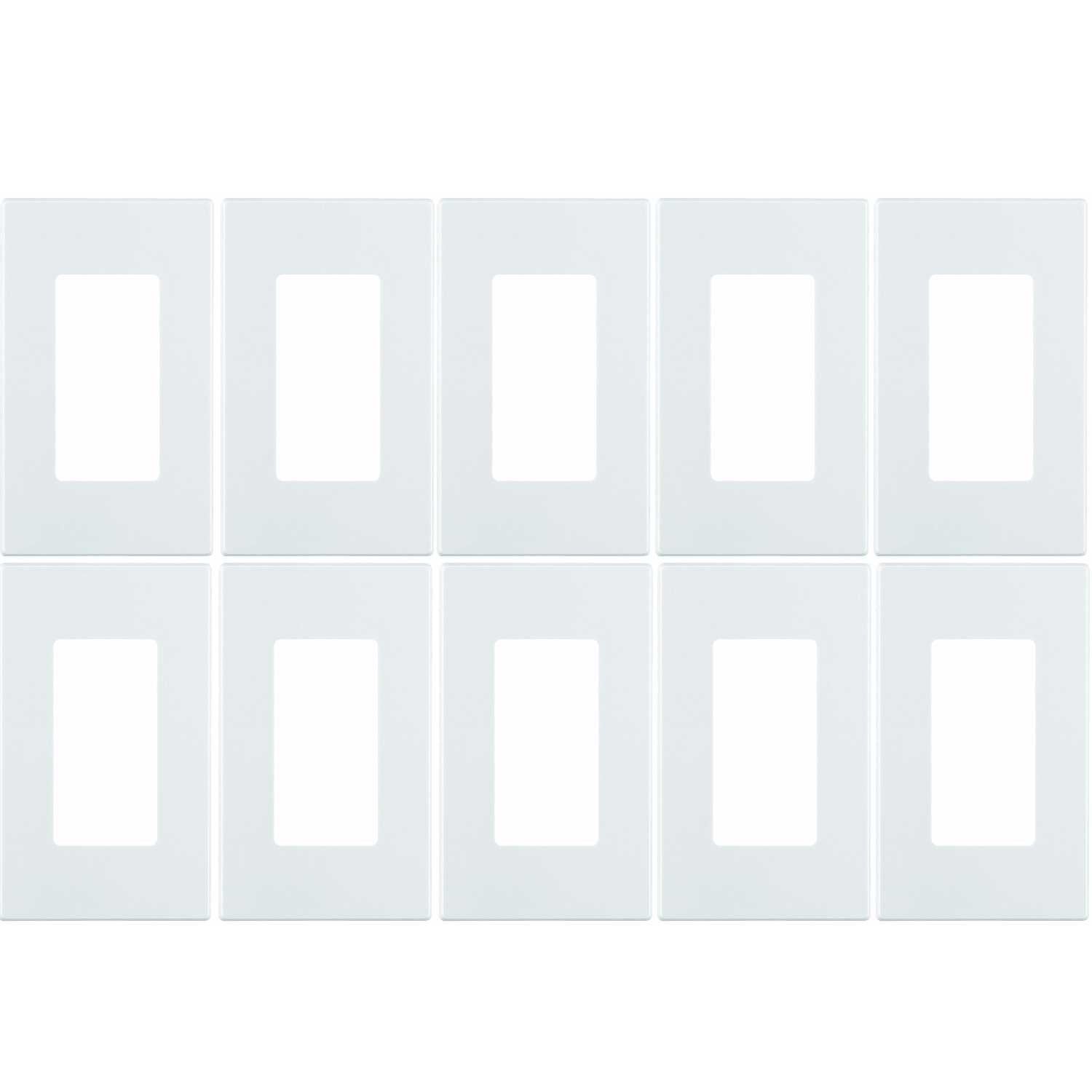 Leviton 80301-SW 1-Gang Decora Plus Wallplate Screwless Snap-On Mount (10 Pack, White)