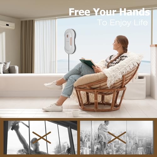 CHOVERY Window Cleaner Robot with Dual Water Spray Window Cleaning Robot Window Cleaner with Automatic Water Spray Window Washer Robot Glass Cleaning Robot 3000Pa Sunction Power