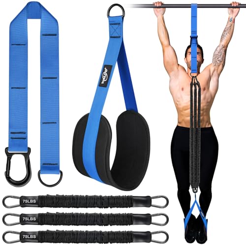 Pull Up Assistance Bands, Heavy Duty Assisted Pull Up Bands for Pull Up Assist, Adjustable Weight/Size with Fabric Feet Mats, Upgrade Pull Up Assist Bands for Strength Training
