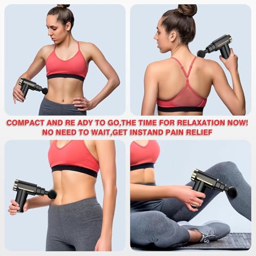 cotsoco Massage Gun, Massage Gun Deep Tissue for Pain Relief with 4 Massage Heads & 6 Speeds, Electric Mini Handheld Body Massager for Any Pain Relief, Best Gifts for Dad and Mom