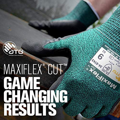 ATG 34-8743/L MaxiFlex Cut - Black Micro-Foam Nitrile Coated Palm And Fingers - Large - 12 Pair Per Box