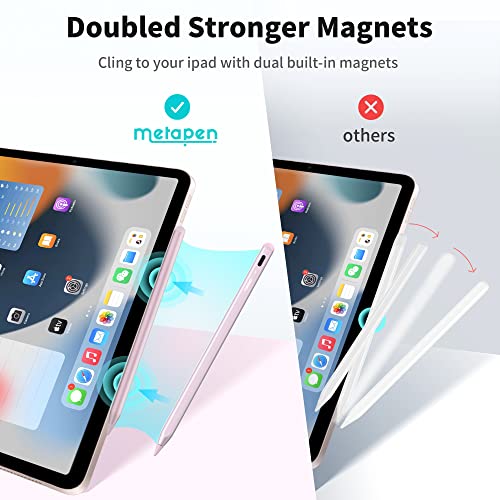 Metapen Pencil A8 for Apple iPad 2018-2024, 2X Faster Charge, Tilt Sensitive, Palm Rejection, Stylus Pen for iPad 10/9/8/7/6th Gen, iPad Pro 12.9/11/13-inch M4, iPad Air 3/4/5/M2, iPad Mini 5/6, Black