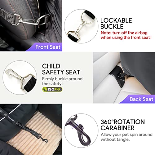 Pmpete Dog Car Seat, Suitable for Front and Back Seats, Waterproof Travel Car Bed for Small &Medium Pets, Premium Pet Booster Seat with Pockets and Dog Seat Belt, Black
