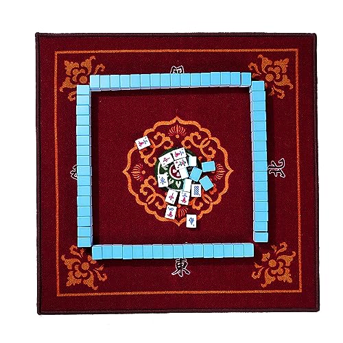 Mose Cafolo Chinese Mahjong Game Set 1.5" X-Large 144 Numbered White Blue Melamine Tiles with Carrying Travel Case,Complete Majong Majiang, Mah Jonng Game Set