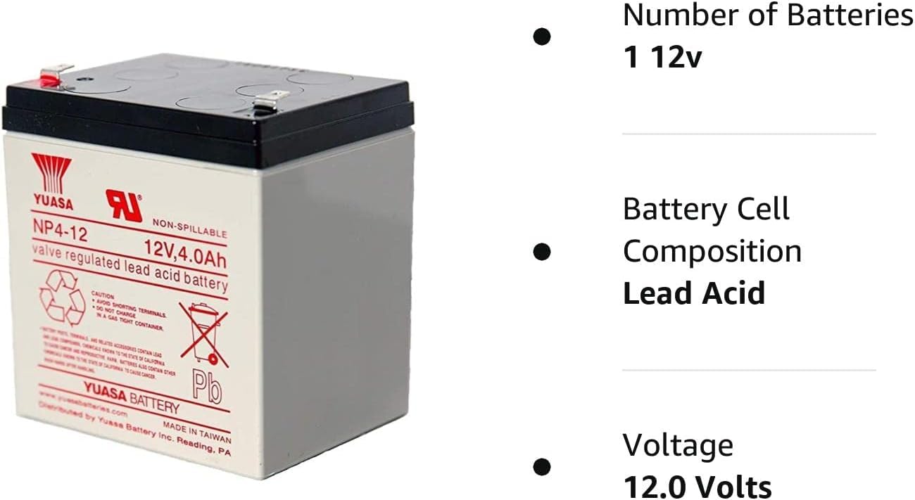 YUASA Battery NP4-12 12 V 4AH Battery
