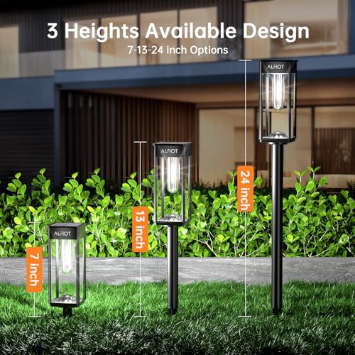 ALFIOT Solar Pathway Lights Outdoor,Bright Solar Lights Outdoor,IP65 Waterproof Solar Garden Lights Solar Powered Landscape Lighting for Yard Patio Walkway Driveway Pathway (Cool White, 4pack)