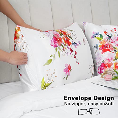 Satin Pillowcase for Hair and Skin, 2 Pack Lavender Silk Pillowcase Queen Satin Pillowcases with Envelope Closure(Lavender,20x30 inches)