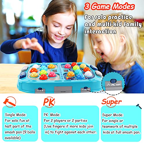 Whack Game Mole for Toddlers, Toys for 3-12 Year Old Boys and Girls, Pounding Game for Kids,Gifts for 3 4 5 6+ Year Old Boys, Interactive Educational Toy with Sound and Light,PK Mode with 2 Hammers