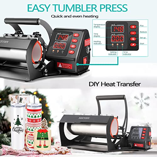 Upgraded 8 in 1 Heat Press Machine 12x15 Inch Heat Transfer Machine w/Tumbler Press 360-Degree Swing Away Multifunction Digital Sublimation Heat Press for T Shirt Mug Hat Plate for Commercial Home