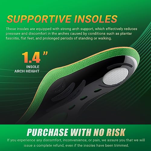 PCSsole Heavy Duty High Arch Support Insoles for Men and Women - 220+ lbs Strong Arch Support with Comfort Gel - Plantar Fasciitis Relief
