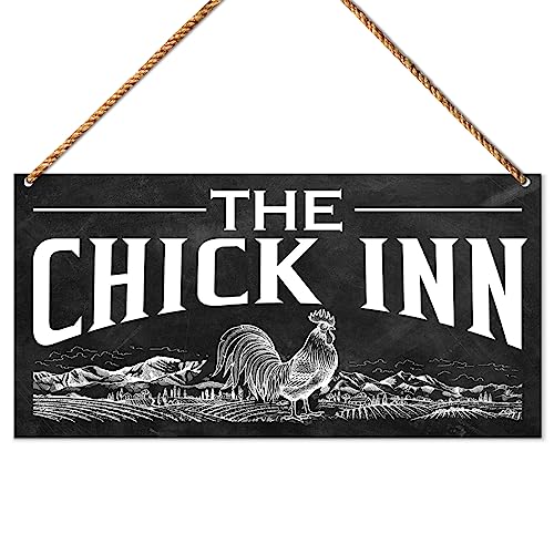 Chicken Coop Wood Sign Decor, Farmhouse Farm Sign Decoration for Chicken Coop Outdoor Hen Den House Decor, Kitchen Dining Room Farmhouse Decor Sign, The Chick Inn