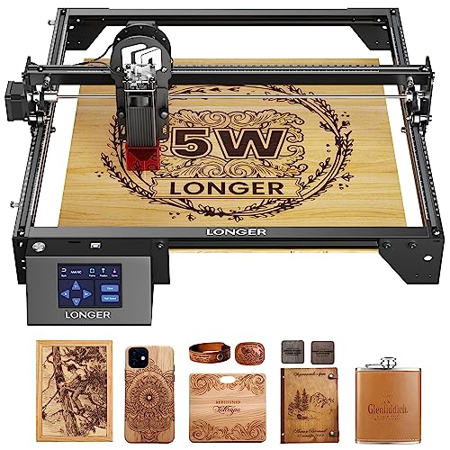 Longer RAY5 Laser Engraver, Laser Engraver 5W Output Power, 3.5” Color Touch Screen, App Offline Control, DIY Engraver Tool for Metal/Glass/Wood Engraving Area 15.75"x15.75"
