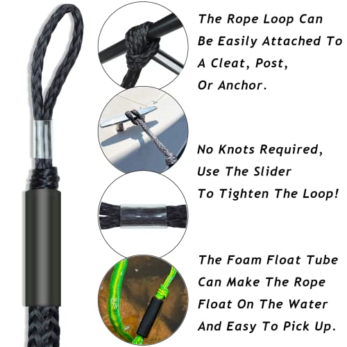 2PCS Fender Lines 2 Feet Premium Bungee Boat Lines with 316 Stainless Clip for Boat Bumper/Boat Fender Boat Accessories for Mooring for Jet Ski, SeaDoo, Yamaha WaveRunner Dinghy (Black, 2 Feet)