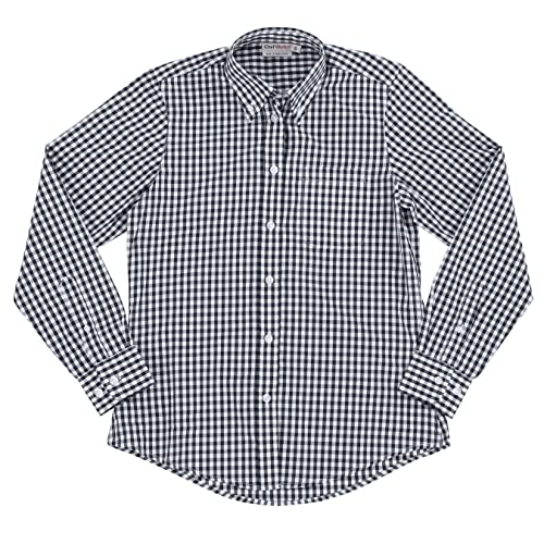 Chef Works Women's Gingham Dress Shirt, Dark Navy Wht Check, X-Small