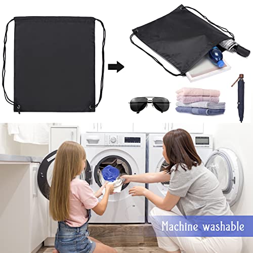 Sliverdew 2 Pcs Black Drawstring Backpack Bags Sports Cinch Sack String Bags Drawstring Gym Bag Draw String Backpack Bulk Swimming String Bags