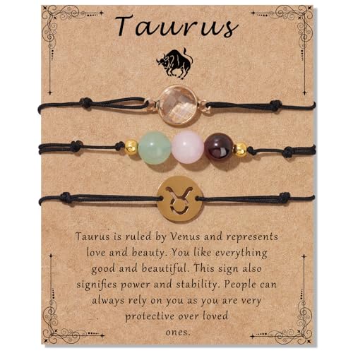 Risyfjew Taurus Bracelet for Women April Birthstone 8mm Natural Stone Bracelet Healing Crystals Jewelry Birthday Gift