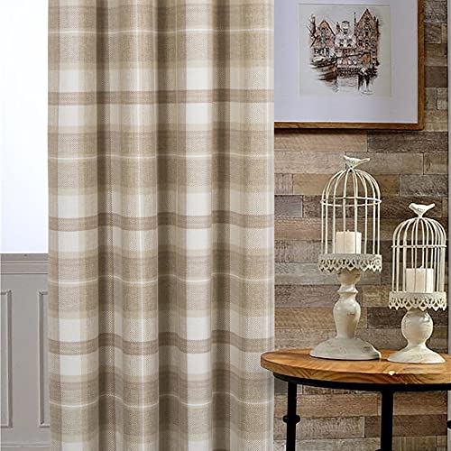always4u 100% Blackout Plaid Curtains for Bedroom Living Room Woolen Look Sage Green Tartan Grommet Thermal 2 Panels 45 * 95 Sage Green