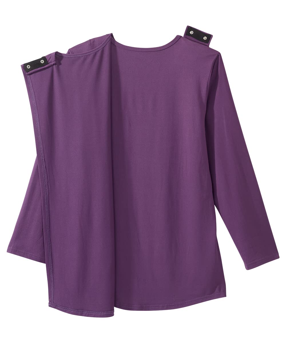 Women’s Open-Back Adaptive Long Sleeve Embellished Top - Eggplant LGE