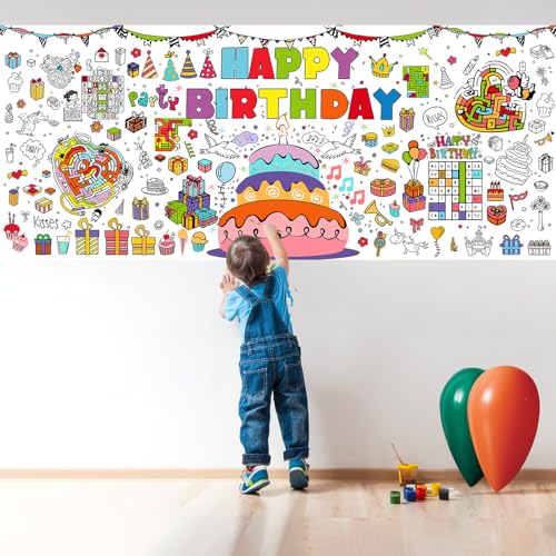 PADTIC Giant Coloring Poster,35x72Inch Versatile Under The Sea Activity Drawing Paper Coloring Tablecloth,DIY Sea Animal Poster Table Cover Kids Art Crafts Coloring Mat,Home Classroom Party Suppiles