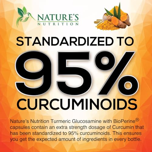 Turmeric Curcumin Supplement 2000mg with Glucosamine Chondroitin & Ginger, 95% Curcuminoids, BioPerine Black Pepper for Best Absorption, Nature's Joint Support, Non-GMO, Bottled in USA - 60 Capsules