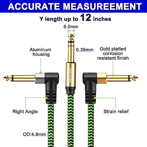 TAISUSAN 1/8 Stereo to Dual 1/4 Mono Cable 3ft, 3.5mm to Dual 1/4 Cable, 1/8 inch TRS Stereo to Dual 1/4 inch TRS Splitter