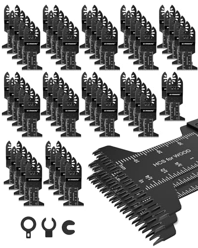 GORWARE Multitool Blades, 60PCS Japanese Tooth Blades for Wood Plastic, Universal Oscillating Tool Blades Fit Milwauke, Dewalt, Worx, Rockwell, Rigid