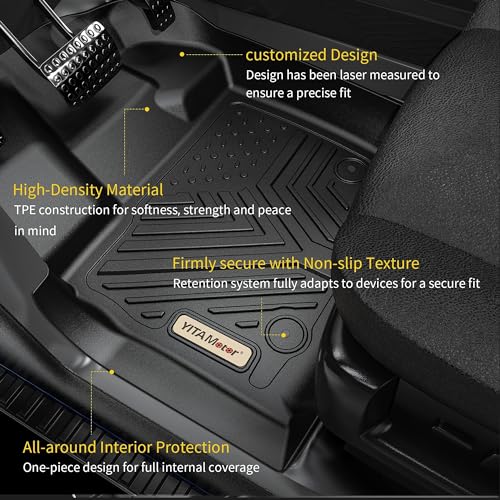 YITAMOTOR Floor Mats Fit for Fusion & MKZ 2013 2014 2015 2016, Custom Fit Floor Liners for 2013-2016 Ford Fusion Energi & Titanium, Lincoln MKZ, 1st & 2nd Row All Weather Protection, Black