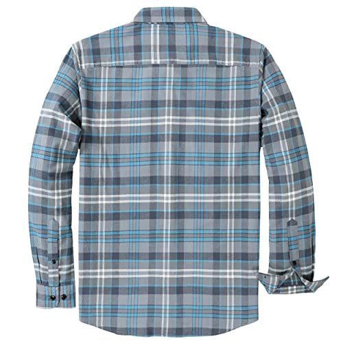 Dubinik® Mens Flannel Shirt Long Sleeve Plaid Flannel Shirt for Men Soft 100% Cotton Casual Button Down Shirts Regular Fit
