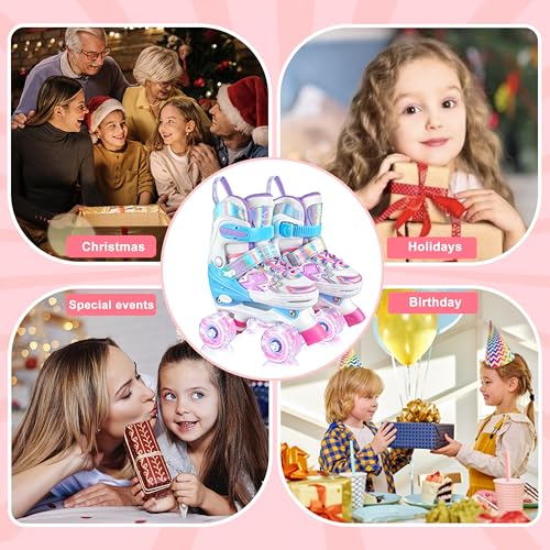 Kids Roller Skates Girls Ages 3-12, Toddler Roller Skates for Boys, 4 Size Adjustable Roller Skates for Beginners