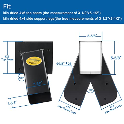 BETOOLL Swing Set Brackets - 2pcs A Frame Swing Bracket Swing Set Hardware with All Mounting Accessories (Black)