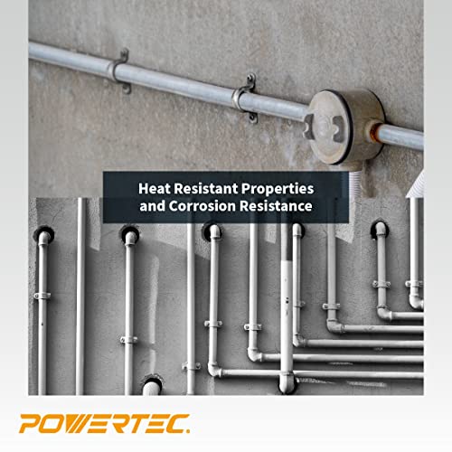 POWERTEC 71664 1-1/2” Pipe Strap Clamp Hanger Set for 38-40mm OD Pipes, 2 Hole Mount U Bracket Rigid, Stainless Steel 304-20 PCS