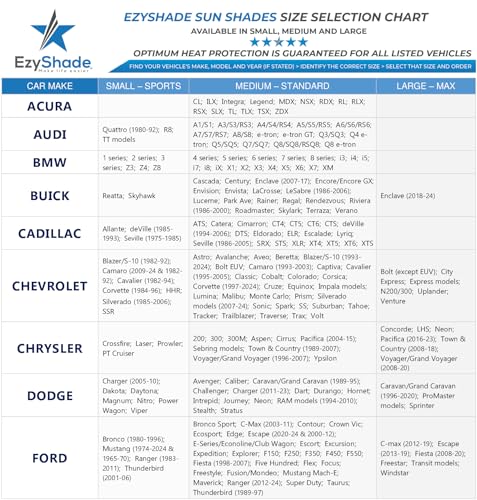 EzyShade Windshield Sun Shade for Jeep with Shield-X Reflective Technology. See Vehicle Size-Chart. Foldable 2-Piece Car Sunshade for Jeep Wrangler, Gladiator, Renegade, FJ Cruiser. X-Small Size