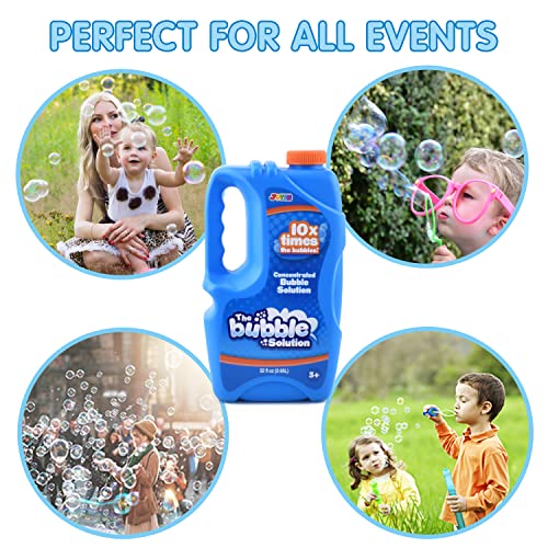 JOYIN 2 Bottles Bubbles Refill Solutions 64 oz (up to 5 Gallon) Big Bubble Solution 64 OZ Concentrated Bubble Solution for Bubble Machine, Gun, Wand Refill Fluid Summer, Easter Toys (Blue)