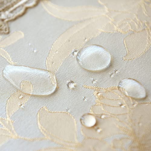 SUTAVIA Jacquard Lace Tablecloth Waterproof Farmhouse Floral Design Table Cover Classic Antique Flower Decor Macrame Elegant Tabletop Home Kitchen Dining(Champagne, Square, 33 x 33 Inch,1-3 Seats)