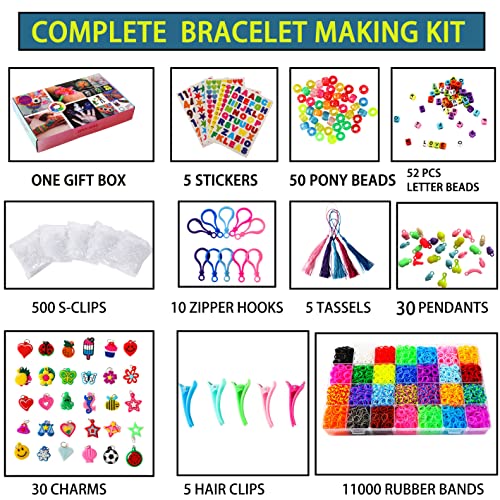 XYTLAX Rubber Band Bracelet Kit, Loom Making Kit for Girl, Loom Bands Refill Kits for Children Boy Girls Gift DIY Friendship Bracelets- Christmas Holiday Gifts